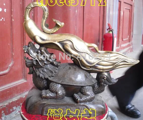 

Tibetan Buddhist bronze turtle with Ginseng statue means rich life 33 cm