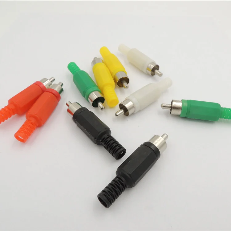 

50pcs Solder RCA Male plug Audio Video Connector Yellow and White