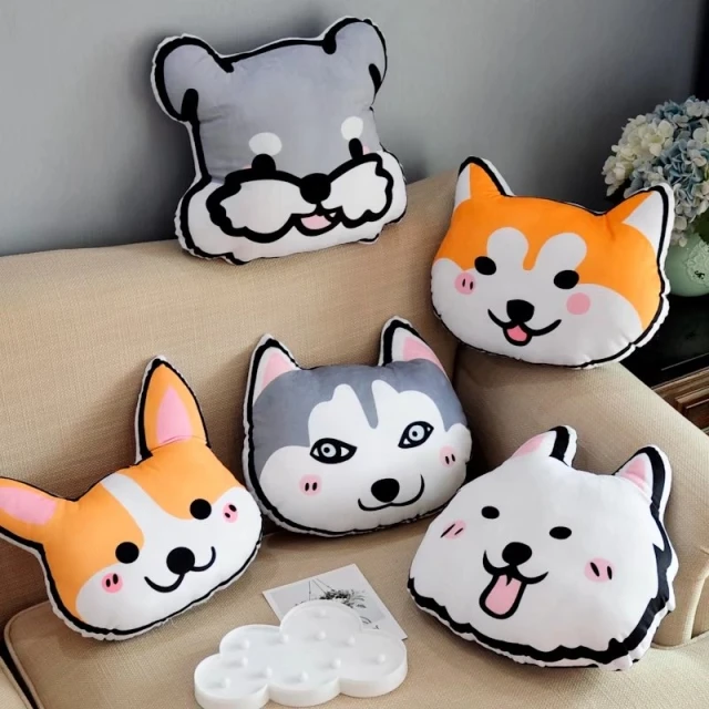 

Candice guo! cute plush toy cartoon dog shiba Samoyed Schnauzer puppy stuffed cushion car chair neck pillow birthday gift 1pc