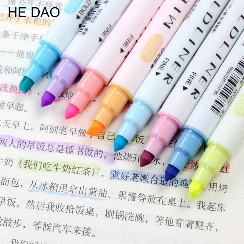 

12 Pcs/set Japanese Mildliner Pens Milkliner Double Headed Fluorescent Pen Cute Art Highlighter Drawing Mark Pen Stationery
