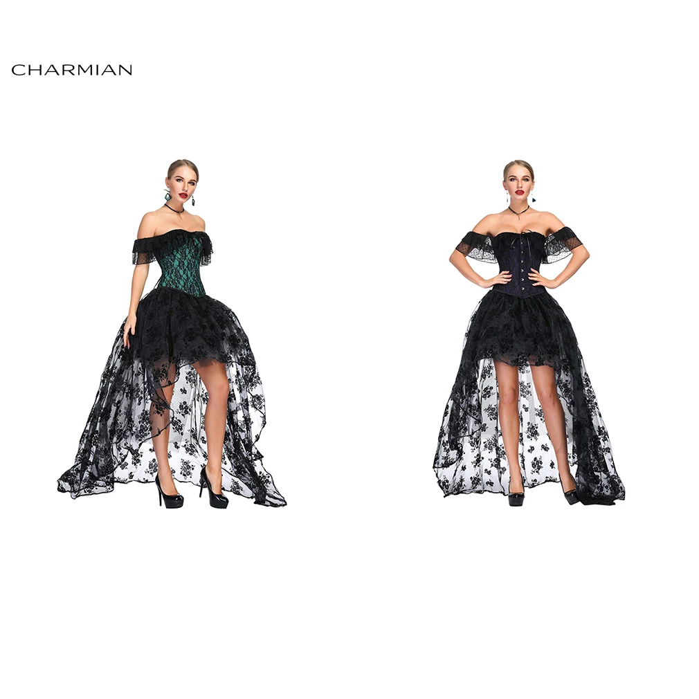 Charmian викторианская Сексуальная Готическая зеленая и фиолетовая атласная с