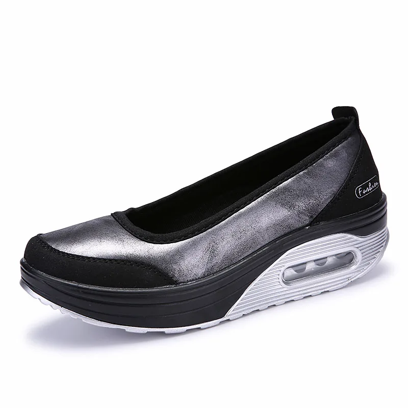 EOFK/Женская обувь на плоской платформе; женские лоферы; повседневные женские мокасины без застежки; женские балетки на плоской подошве; zapatos de mujer - Цвет: 001 silver