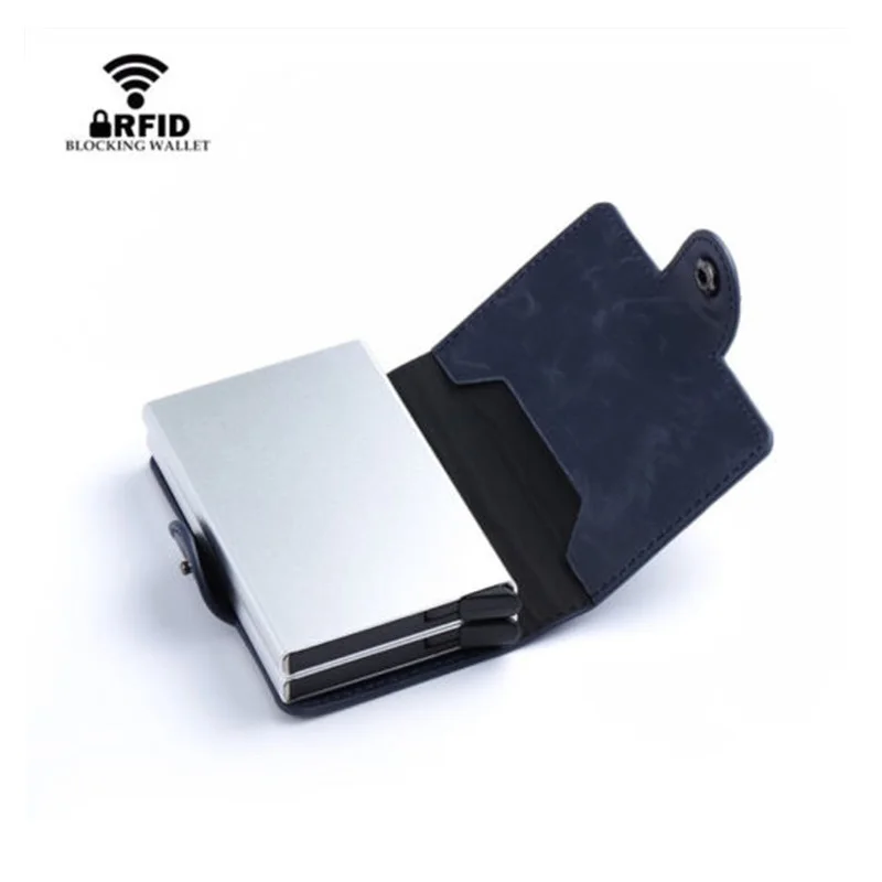 New RFID Protect Blocking Wallet Anti theft Card Box Double Layer Push
