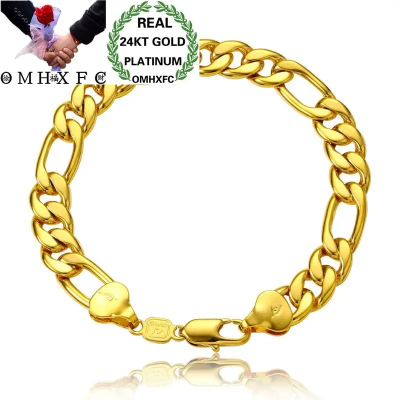 OMHXFC Wholesale European Fashion Man Male Party Birthday Wedding Gift Figaro Wide Thick Link Chain 24KT Gold Bracelet ES100 | Украшения и
