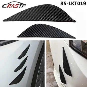 

RASTP Car Styling Carbon Fiber Universal Car Bumper Spoiler Small Wing Blade Car Decoration Sticker 4 Pieces RS3-LKT019