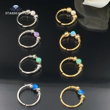 1 шт. огненный опал Daith для сосков, губ Tragus Пирсинг 16 г обручи Спираль пирсинг для хрящевой части уха Хирургические стальные перегородки кликеры кольцо носа