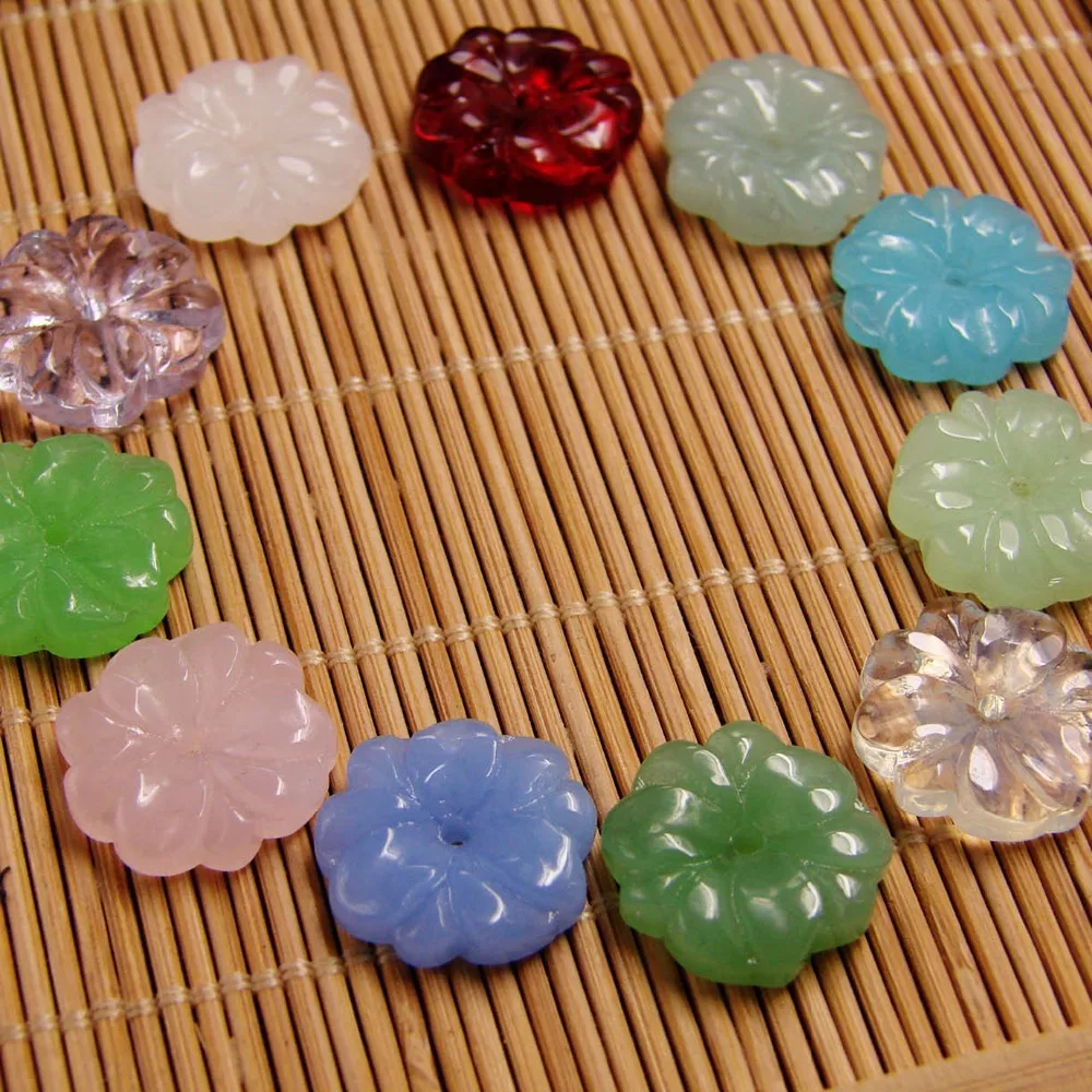 

Handmade Hair Accessories Jewelry Findings Components DIY Making Imitation Jade Flower Beads Glaze Jewelry Parts&Accessories