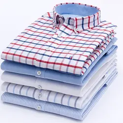 Плюс размер 5XL 100% хлопок оксфордское платье неформальная рубашка для мужчин s Клетчатая Мужская рубашка в стиле кэжуал полосатые рабочие