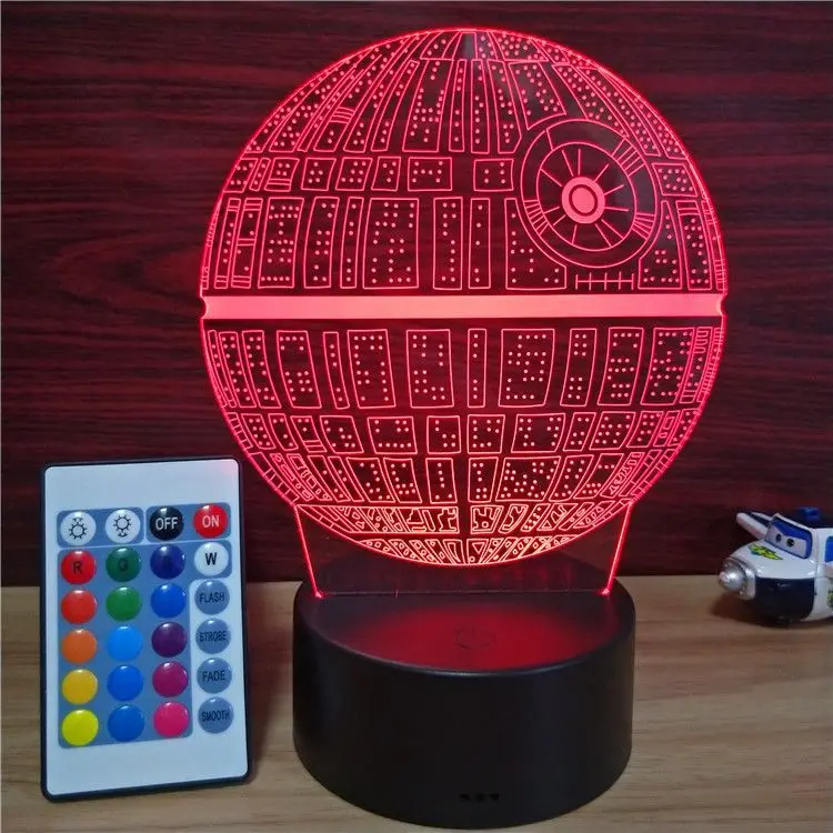 Несколько Star Wars Death Star светодиодный 3D night lights Творческий Ambient Light настольную лампу домашнего освещения Bulbing Цвет изменить Luminaria