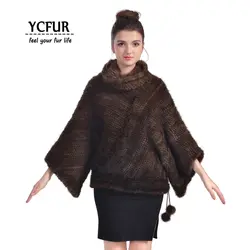[YCFUR] Для женщин пончо палантины зима-осень вязать норки Платки пашмины Для женщин Мягкий теплый толстый мех шарфы палантины женские