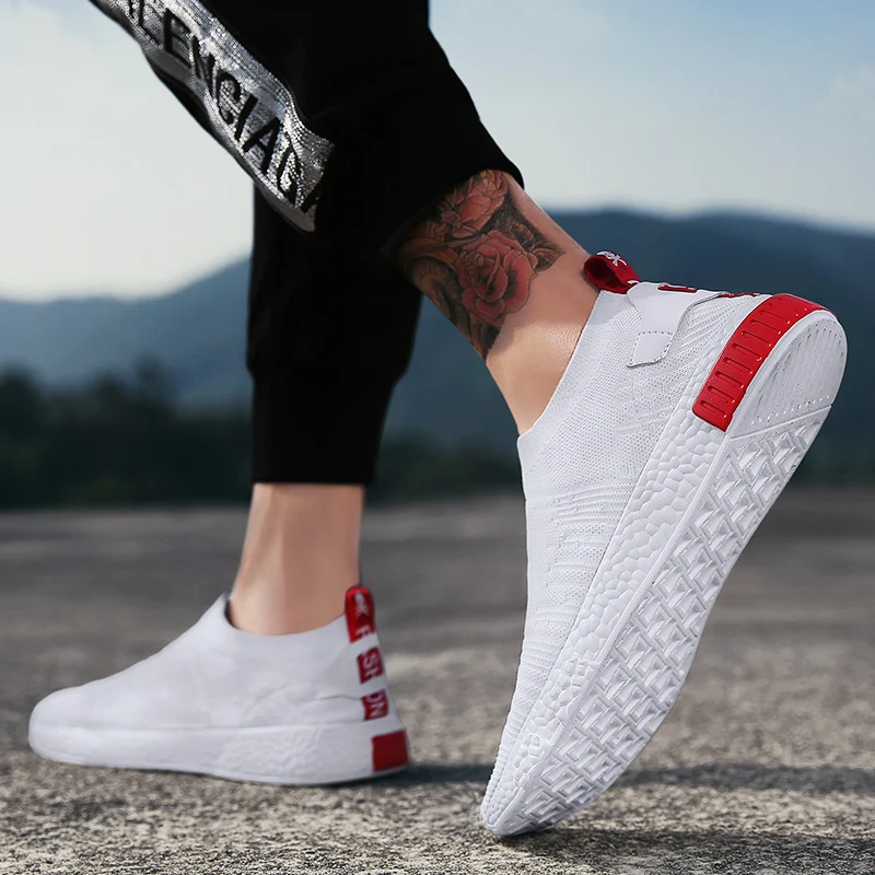

Thin Shoes for Summer White Shoes Men Sneakers Teen Shoes Without Lace Trend 2018 New Feel Socks Shoes XX-138
