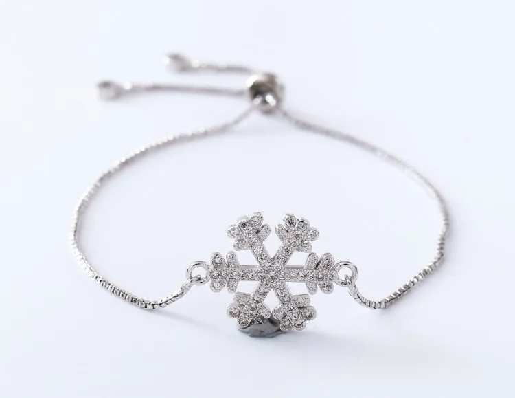 

gold silver Chain micro pave cz Zircon Cubic Zirconia bracelet rope adjusted Macrame dgh5 Bangle snowflake Fashion Jewelry gift