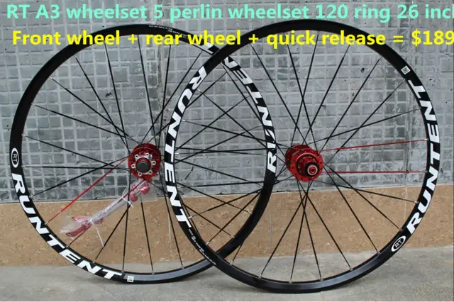 Cheap Mountain bike wheel 26 inch aluminum carbon ultralight RT A3 wheelset 5 perlin 120 ring disc brake bicycle wheel