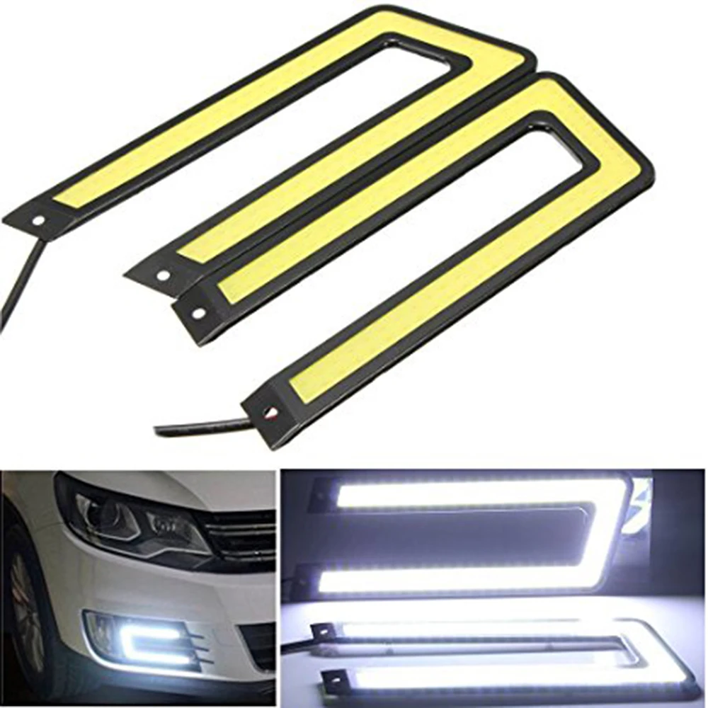 

YSY 2pcs/lot Cob Drl Led Daytime Running Light COB U Shape DRL 108LED Daytime Running Light Car Lamps drl fog light White