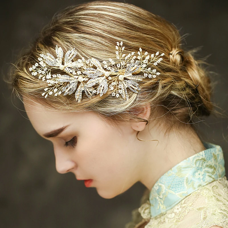 Luxury Gold Bridal Headpiece Wedding Hair Accessories Pearl Luxury Gold Bridal Headpiece Wedding Hair Accessories Pearl Combs Handmade Prom Headdress On Aliexpress Alibaba Group