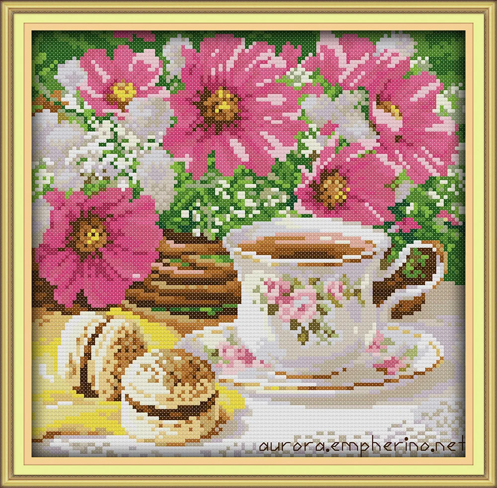 

Afternoon tea (2), counted printed on fabric DMC 14CT 11CT Cross Stitch kits,embroidery needlework Sets Home Decor