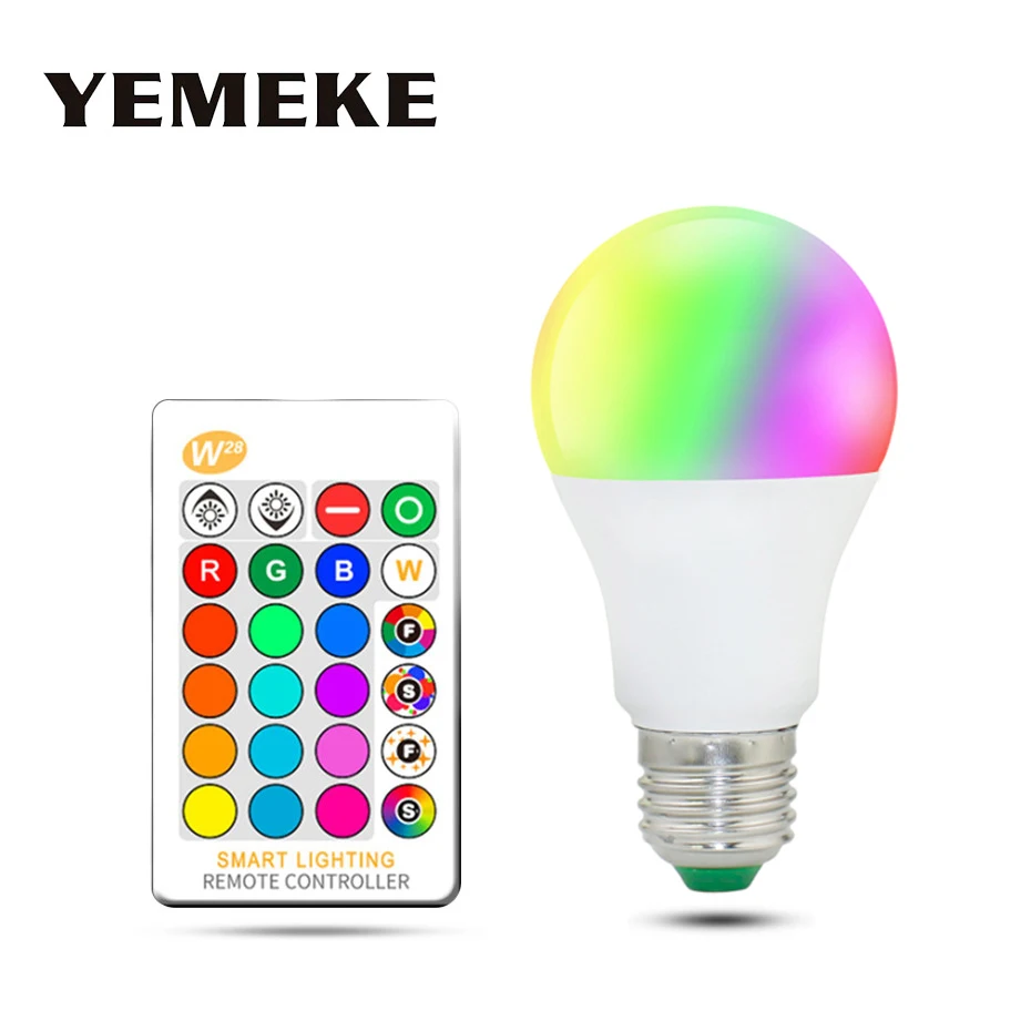 Goede RGB LED Lamp Licht E27 5 w 10 w 15 w Dimbare LED RGB Lamp Multicolor Veranderlijk + Ir afstandsbediening controle RGB Lampada Indoor Verlichting Lamp