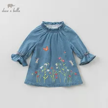 DBA9429-1 dave bella/платье для маленьких девочек весенние платья с длинными рукавами детское платье для девочек эксклюзивное детское платье на день рождения