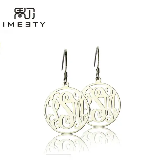 Online Imeety Fashion Jewellery Silver Name Pendant Earrings Online Imeety Fashion Jewellery Silver Name Pendant Earrings Circle Monogram Earring Handmade Custom Hoop For Women Aliexpress Mobile