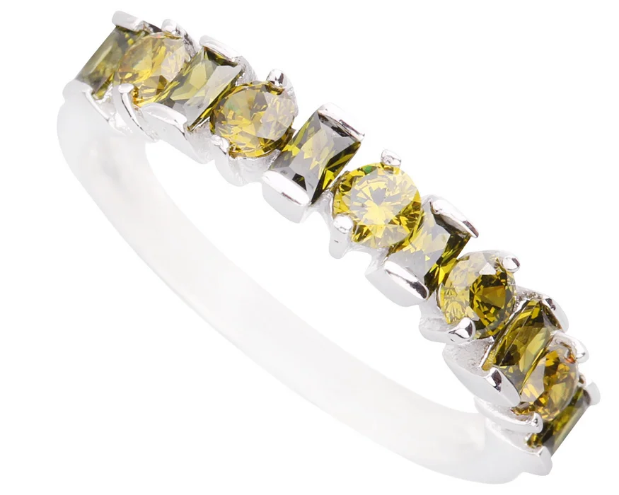 

Classy Olivine Peridot 3*3mm Semi-precious Stone Silver Cool For Women Ring Q1337