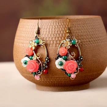 

Circle earrings ethnic virgin retro handmade jewelry long