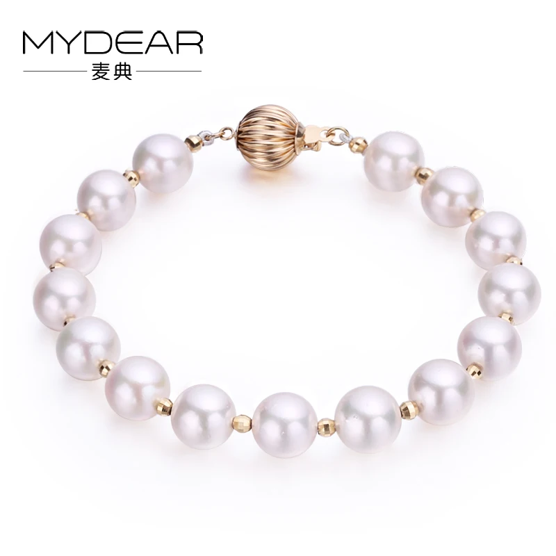 

MYDEAR Pearl Jewelry Vogue Gold Bracelet Real Akoya Pearl Bracelet,100% Real 7.5-8mm Seawater Pearl,High Luster