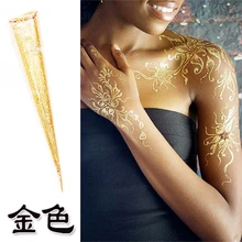 3-pack India’s Gold Glitter Henna Cone 1-day Temporary Tattoo, Idea for bride Henna party commercial speech disposable pen paint