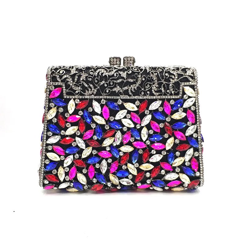 Модный женский кошелек для свадебной вечеринки, сумочка с бриллиантами, роскошные клатчи, элегантные кошельки с кристаллами - Цвет: Color 7