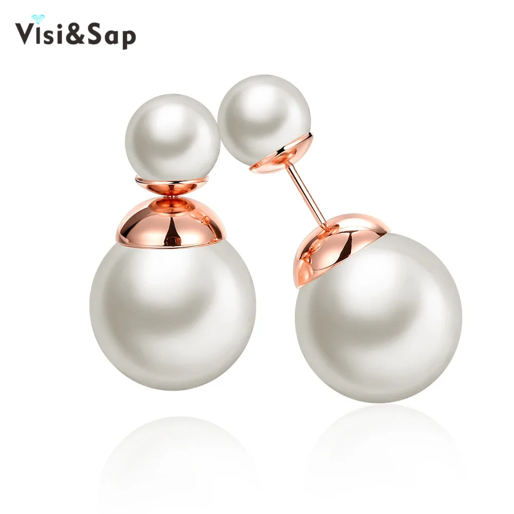 

Visisap Office Lady Stud Earring 4 Styles Wedding Bijoux Imitation Pearls Earring For Women Fashion Jewelry Gold Color VAK052