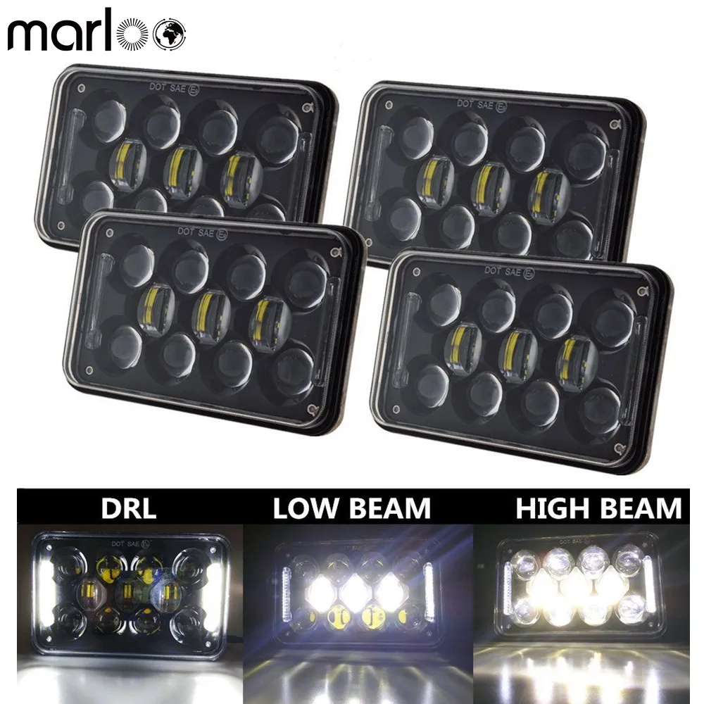 

Marloo 4PC Truck Rectangular LED Headlights 4x6 Sealed Beam For Oldsmobile Cutlass Ford Probe Chevrolet Offroad Freightliner