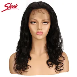 Sleek 360 Синтетические волосы на кружеве al парики для женский, черный предварительно сорвал с ребенком волос бразильского тело волна