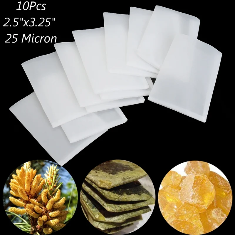 

10 Pack 25Micron 2.5"x3.25" FDA Food Grade Nylon Screen Press Rosin Tea Bags