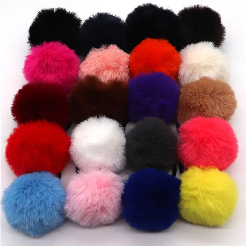 

Korean Fake Rabbit Faux Fur Headband Pom Pom Elastic Hair Bands Fur Ball Hair Scrunchies Ring Rope Women Girls Hair Accessories