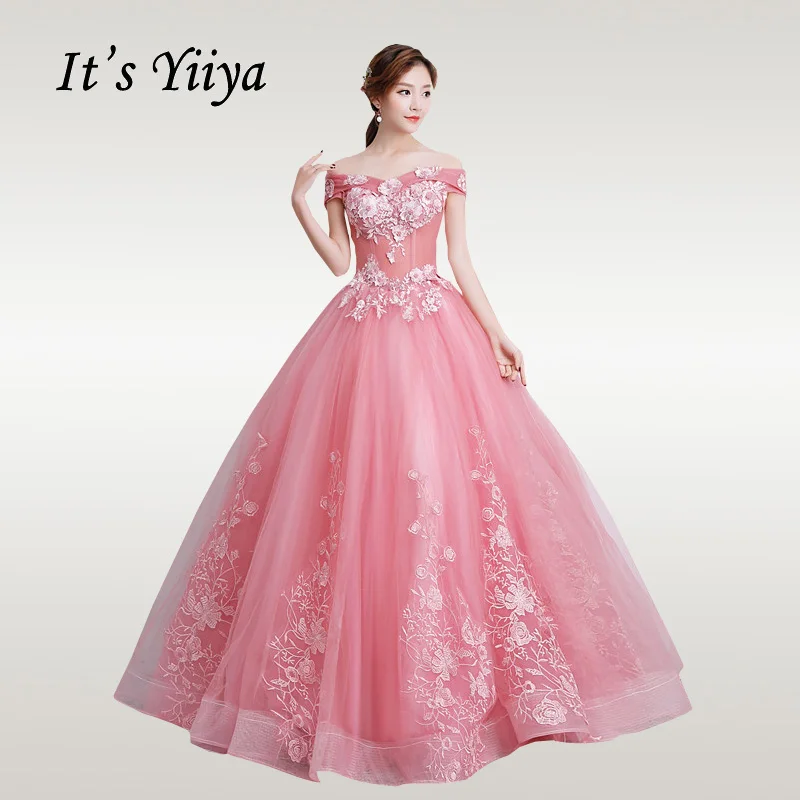Женское свадебное платье It‘s YiiYa,открытыми плечами на завязках на лето