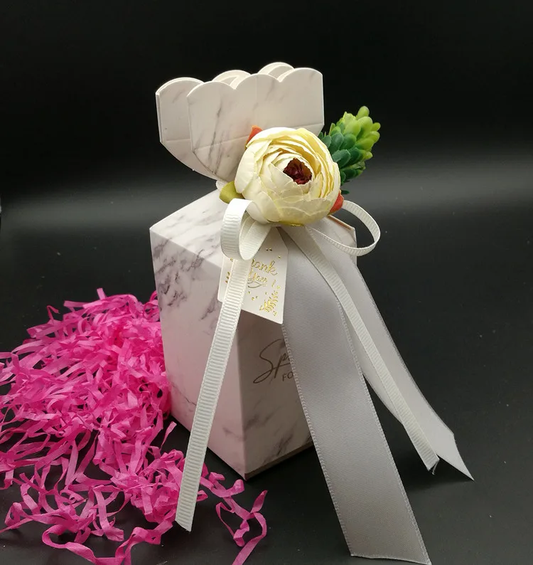 2018 Новый Романтический Мрамор линии шоколадные конфеты Коробки приходят с цветами для свадьбы Event вечерние пользу подарки хранения 20