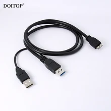 DOITOP Mobile Hard Disk Cable High Speed + USB Power Cable for External Hard Drives USB 3.0 Type A Male to Micro USB 3.0 B Male