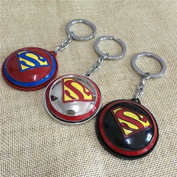 

Wholesale 10pcs/lot Movie Superhero Superman Keychain High Quality Enamel Rotatable Pendant Key Ring Size 5cm Blister Package