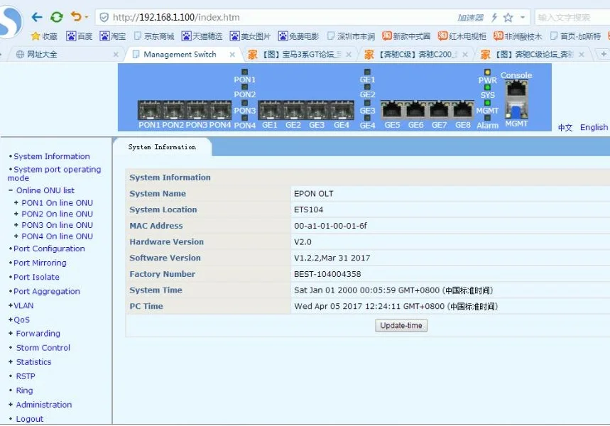 Мини Gepon olt 4pon с веб-сетевым управлением