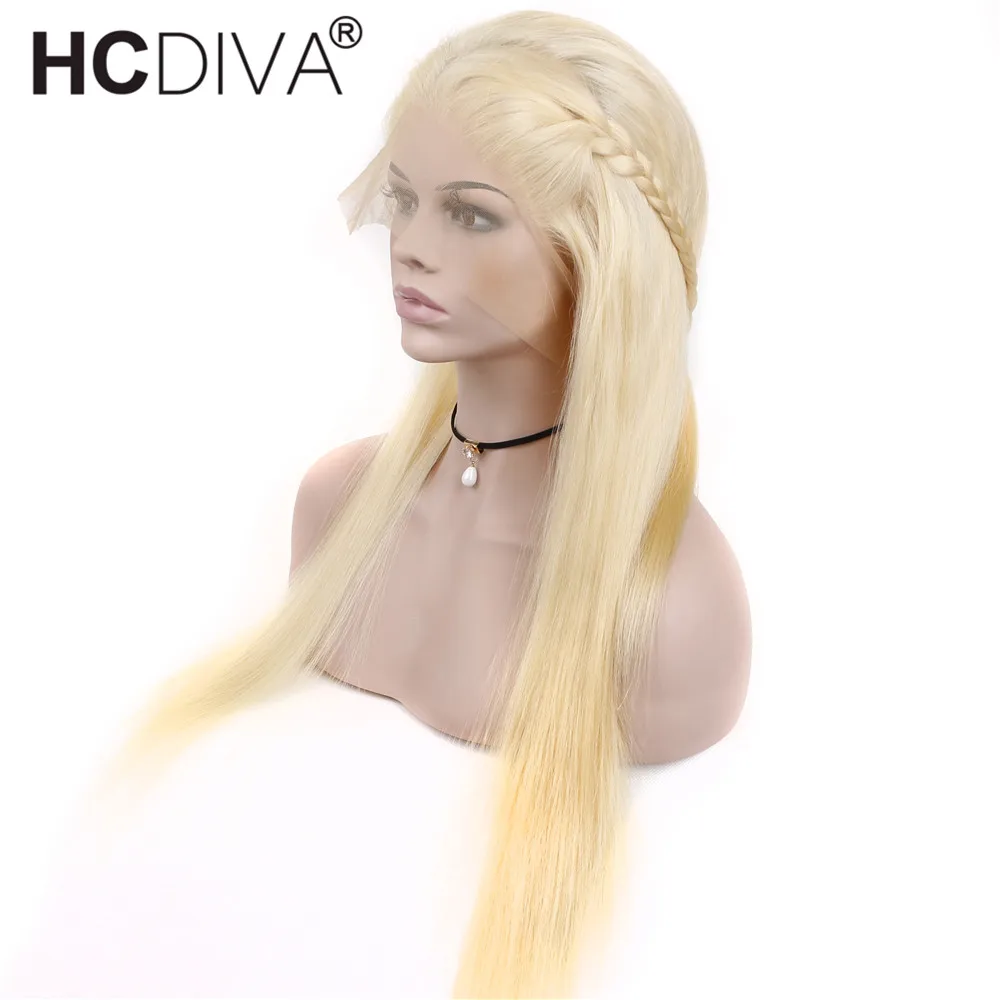 613 блонд, полностью кружевные человеческие волосы, парики с детскими волосами, прямые бразильские волосы Remy, полностью кружевные парики, предварительно выщипанные натуральные волосы HCDIVA