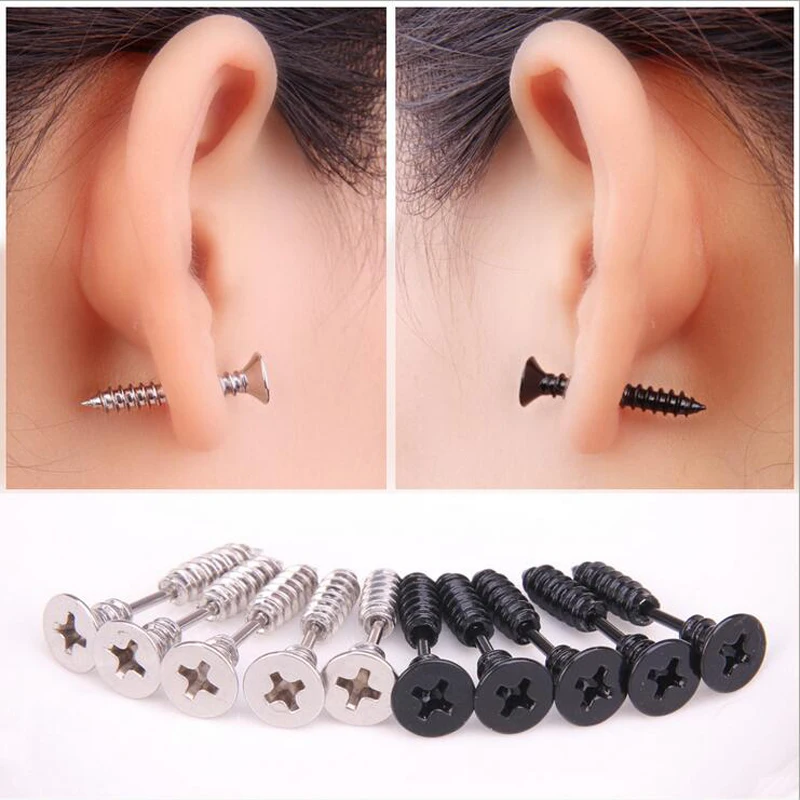 New Stainless Steel Phillips Screws Earrings Europe Style Unisex
