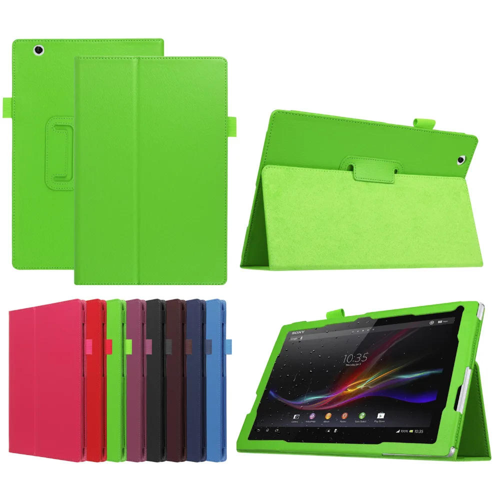 Ultra Slim Litchi 2 Folder Flip Stand Leather Funda Cover Case For Sony