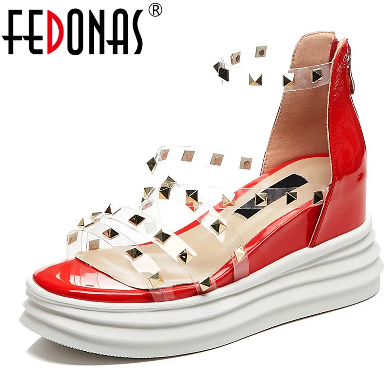 

FEDONAS Summer Women Flat Sandals Brand Design Metal Decoration Casual Shoes Back Zipper Style Fashion Sweet Sandals Shoes Woman