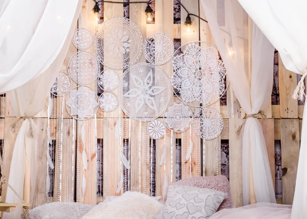 Каписко Boudoir кровать деревянная доска Подушка занавеска подвеска фон для