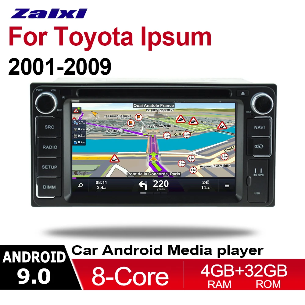 ZaiXi 4GB android 9.0 car dvd player for Toyota Ipsum 2001~2019 Multimedia GPS Navigation Map Autoradio WiFI Bluetooth HD Screen