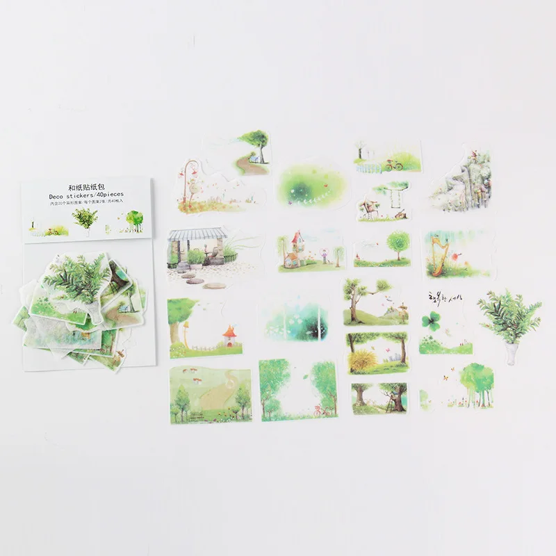 

Green Mountain Streams Mini Bag Bullet Journal Decorative Stationery Stickers Scrapbooking DIY Diary Album Stick