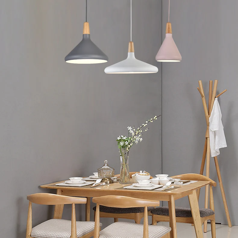  Nordic White Black Wood Pendant light restaurant bar bedside kitchen lamps Japanese minimalist mode - 32840812399