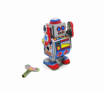 

Classic Vintage Clockwork Wind Up Robot Photography Reminiscence Children Kids Tin Toys With Key Fun Toy For Children
