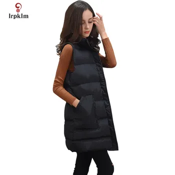 

2018 New Women's Autunm Winter Cotton Padded Coat Vest Ladies Solid Casual Outerwear Women Winter Coats Black White Grey PQ277