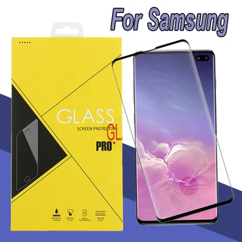 

1000pcs Full Cover Curved Screen Protector Tempered Glass For Samsung Galaxy S10 E 5G Plus Anti-Scratch Film With Yellow Package