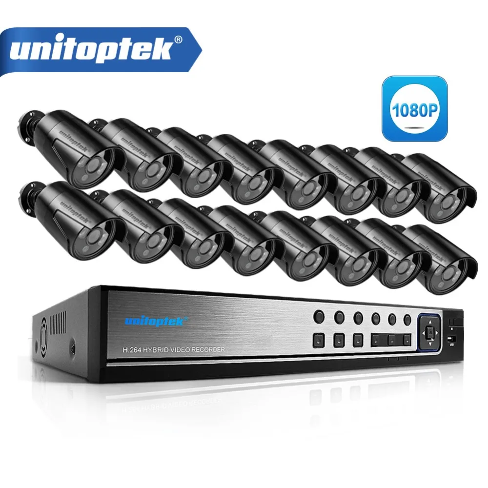 UNITOPTEK CCTV AHD системный комплект для фотокамеры 1080 P 16CH DVR рекордер + IR 20 м наружная